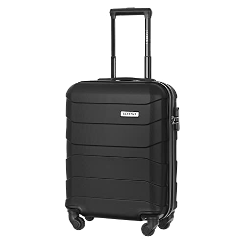 BARRENS Kabinenkoffer | Kabinengepäck | 55x40x20cm | 34 L | ABS-Material | Chiffrierschloss Reisekoffer | Handgepäck mit 4 Rollen | Flexibler Griff | Hartschalenkoffer | Airline-kompatibel | Schwarz