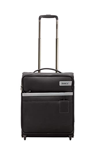 Stratic Light Koffer weichschale Trolley Rollkoffer Reisekoffer Handgepäck TSA-Zahlenschloss, erweiterbar, extra leicht, inkl. Einkaufsbeutel, Größe S, Black