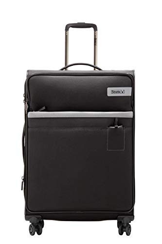 Stratic Light Koffer weichschale Trolley Rollkoffer Reisekoffer 4 Rollen TSA-Zahlenschloss, erweiterbar, extra leicht, inkl. Einkaufsbeutel, Größe L, Black