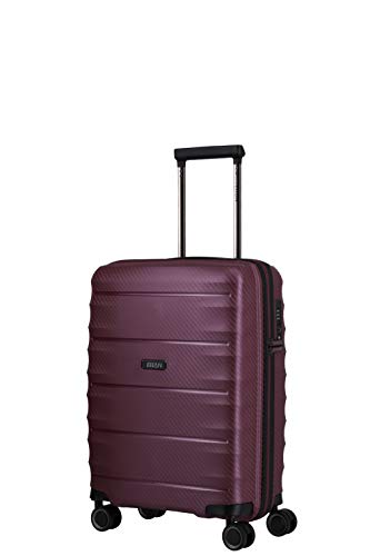 TITAN 4-Rad Handgepäck Koffer mit TSA Schloss, erfüllt IATA-Bordgepäckmaß, Gepäck Serie HIGHLIGHT: Leichte Hartschalen Trolleys im Carbon Look, 842406-70, 55 cm, 38 Liter, merlot (weinrot)