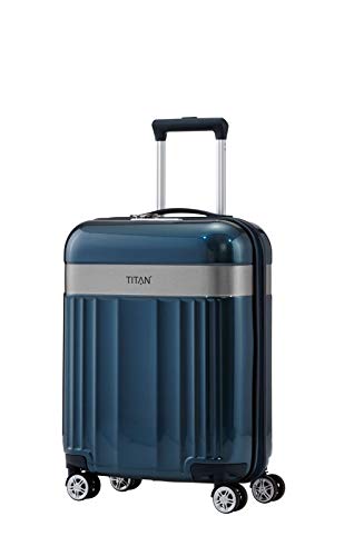 TITAN 4-Rad Handgepäck Koffer mit TSA Schloss erfüllt IATA Bordgepäckmaß, Gepäck Serie SPOTLIGHT: edler Bordgepäck Trolley in trendigen Farben, 55 cm, 37 Liter, North Sea (Blau)