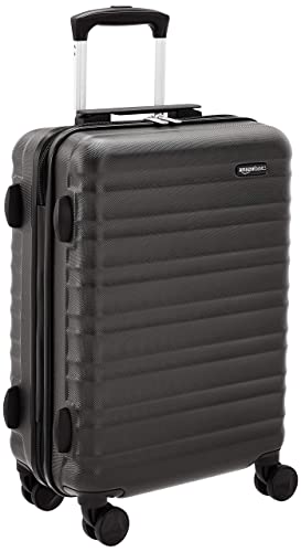 Amazon Basics Hartschalen-Trolley mit Schwenkrollen - 55cm Handgepäck-Größe, für Ryanair und die meisten anderen Billigfluglinien genehmigt, Schwarz