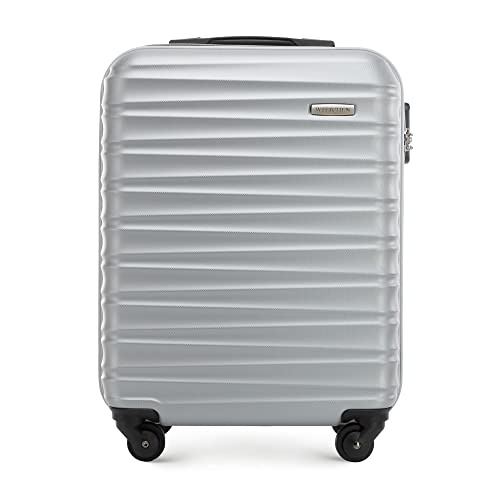 WITTCHEN Stabiler Handgepäck Trolley Koffer Reisekoffer Grau ABS Hartschalen Trolley Rollen Kombinationsschloss