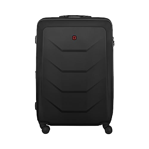 WENGER Prymo Large Schalenkoffer mit 4 Rollen, Trolley, Groß, 93 (107) l, Hartschale, Sicherheitsschloss, Damen Herren, Reisen Urlaub, Schwarz, 612538