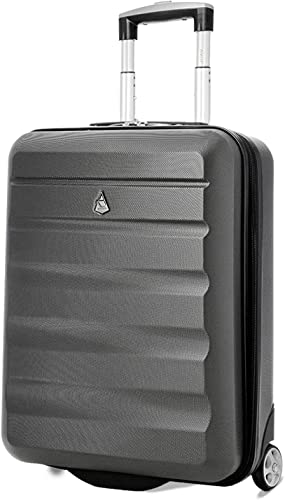 Aerolite 55x40x20 Ryanair Maximale Kabine Genehmigt Koffer 40L auch passend für easyJet, Lufthansa, Eurowings Leichter Hartschale Bordgepäck Handgepäck Reisekoffer Trolley 5 Jahre Garantie, Kohlegrau
