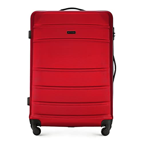 WITTCHEN Großer Koffer Trolley Koffer Reisekoffer aus ABS Hartschalen Trolley 4 Rollen Kombinationsschloss Rot 56-3A-653-35