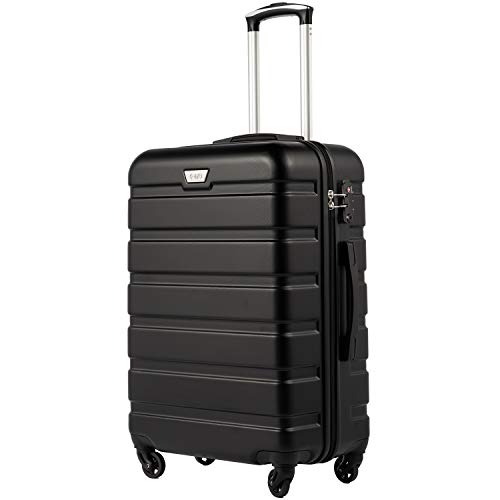 COOLIFE Hartschalen-Koffer Trolley Rollkoffer Reisekoffer ardschale Boardcase Handgepäck mit TSA-Schloss und 4 Rollen (Mondnacht schwarz, Mittelgroßer Koffer)