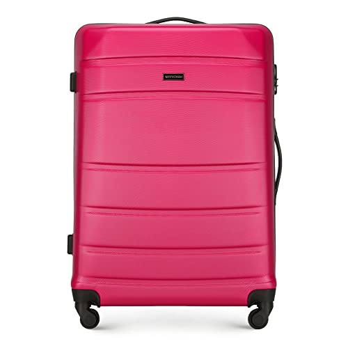 WITTCHEN Großer Koffer Trolley Koffer Reisekoffer aus ABS Hartschalen Trolley 4 Rollen Kombinationsschloss Rosa 56-3A-653-34