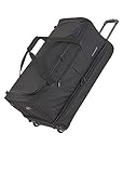 travelite 2-Rad Trolley Reisetasche Gr. L mit Dehnfalte, Gepäck Serie BASICS: Weichgepäck Reisetasche mit Rollen mit extra Volumen, 096276-01, 70 cm, 98 Liter (erweiterbar auf 119 Liter) Schwarz/Blau