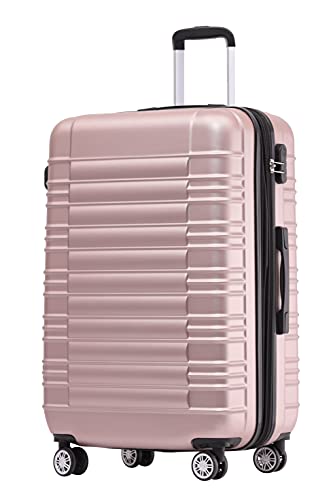 BEIBYE Zwillingsrollen Reisekoffer Koffer Trolleys Hartschale M-L-XL-Set, Erweiterbar (Rosa Gold, M)