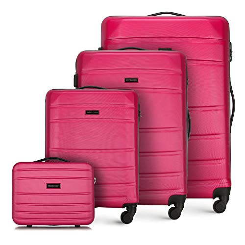 WITTCHEN Handgepäck Trolley Koffer Reisekoffer ABS Hartschalen Trolley 4 Rollen Kombinationsschloss Rosa