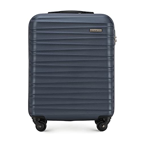 WITTCHEN Stabiler Handgepäck Trolley Koffer Reisekoffer Blau ABS Hartschalen Trolley Rollen Kombinationsschloss