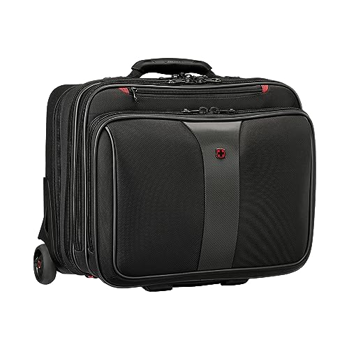 WENGER Patriot ECO Trolley Laptop-Tasche, Notebook bis 17 Zoll, Tabletfach bis 10 Zoll, Aktentasche zum Rollen, Organizer, 38 l, Damen Herren, Büro Business-Reisen Uni, Schwarz, Nachhaltig, 612259