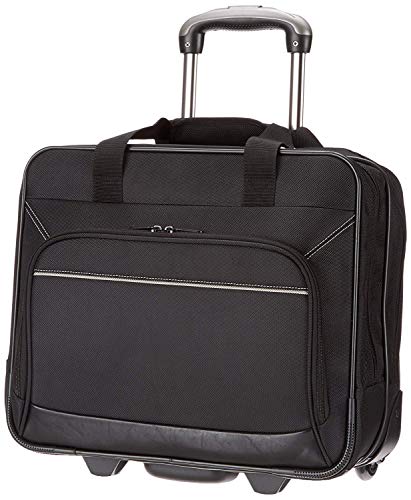 Amazon Basics - Laptop-Trolley, mit schnell laufenden Rollen und leicht zugänglicher Vordertasche - geeignet für Laptops bis 16 Zoll (40 cm), Schwarz