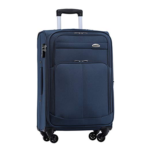 BEIBYE 4 Rollen Reisekoffer 3tlg.Stoffkoffer Handgepäck Kindergepäck Gepäck Koffer Trolley Set-XL-L-M (Blau, M-Handgepäck-54cm)