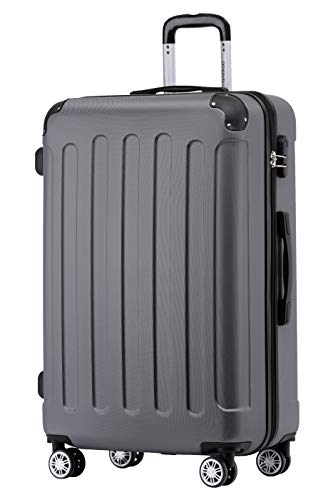BEIBYE Hartschalen-Koffer Trolley Rollkoffer Reisekoffer Handgepäck 4 Rollen (M-L-XL-Set) (Dark Grey, L)