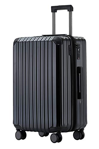 Münicase XL Hartschalenkoffer 79 cm Erweiterbar mit TSA-Schloss, Leise Doppelrollen, Großer Reisekoffer, Schwarz