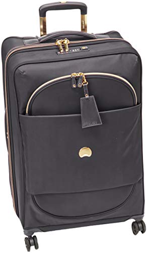 DELSEY Paris Montrouge Erweiterbarer Koffer Trolley 68cm slim, TSA Schloss, 4 Doppelrollen, 69 cm, 75 L, Schwarz