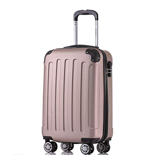 BEIBYE Zwillingsrollen Hardcase Reisekoffer Koffer Trolleys Hartschale in XL-L-M in 14 Farben (Rosagold, Handgepäck (55cm))