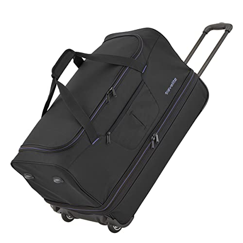 travelite 2-Rad Trolley Reisetasche Gr. S mit Dehnfalte, Gepäck Serie BASICS: Weichgepäck Reisetasche mit Rollen mit extra Volumen, 55 cm, 51 Liter (erweiterbar auf 64 Liter)