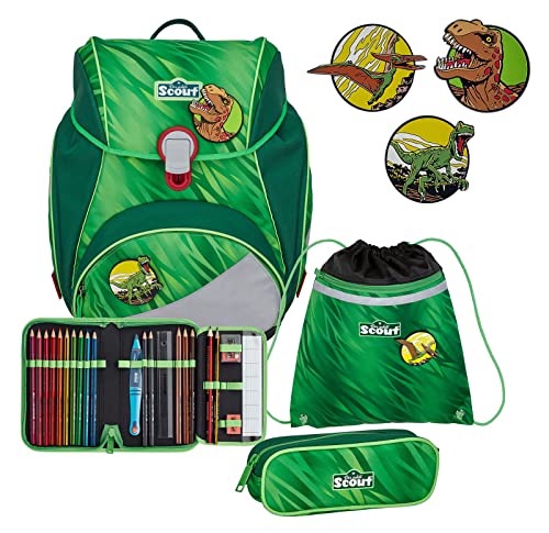 Scout Alpha - Schulranzen Set 4tlg. Green Rex, Einheitsgröße