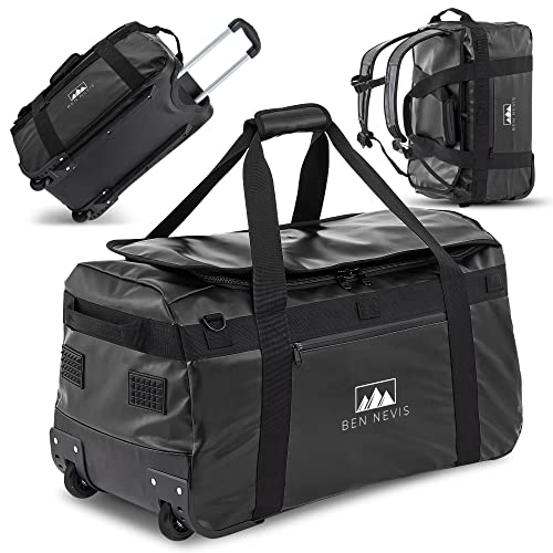 BEN NEVIS Reisetasche mit Rollen – 3in1 Tasche, Trolley + Rucksack [Groß 80L Volumen] Travelbag Reisetrolley Dufflebag Sporttasche Rollkoffer Koffer | Reise Outdoor Sport für Damen und Herren