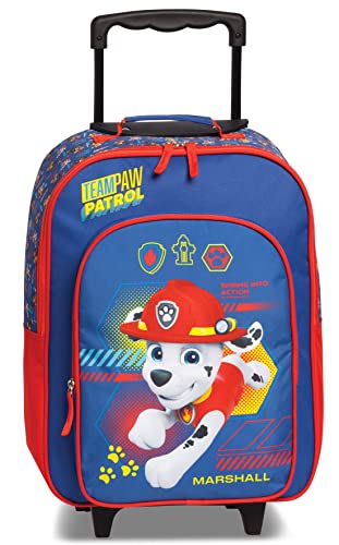 Fabrizio Paw Patrol Chase Marshall Skye Kinder Trolley Kinderkoffer Weichgepäck Polyester 32 x 42 x 16/21 cm Vol. 17 l (Blau Marshall)