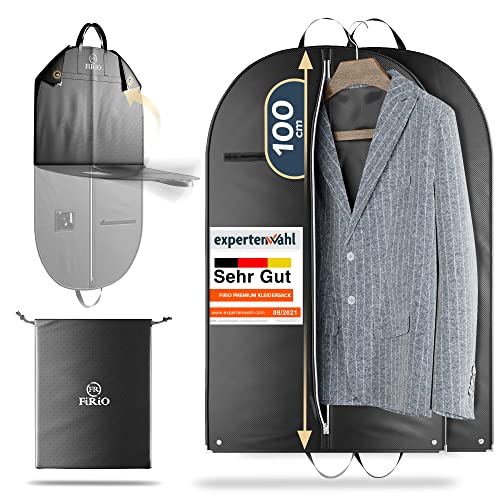 FiRiO® 2 x Kleidersack Anzug Schutzhülle [SEHR GUT]- Premium Kleidersäcke mit Reißverschluss - Business Kleidersack Kurz 100x60, Atmungsaktive Anzugtasche Kleidertasche für Reise & Aufbewahrung