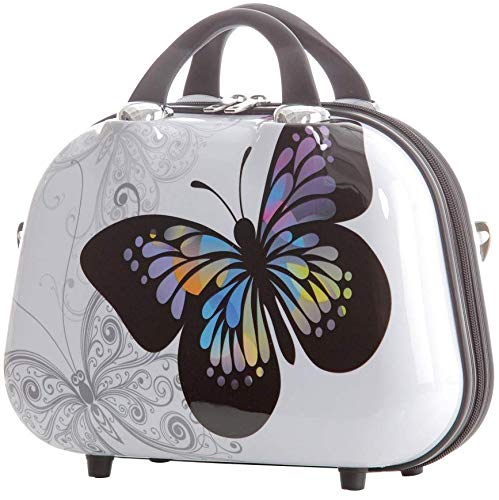 BEIBYE Butterfly 2060 4tlg Reisekoffer Trolley Hartschalen Kofferset (S (Beautycase))