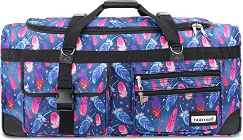normani Stabile Reisetasche Trolley Big Size XL 80-150 Liter mit 2 Rollen –Robust und wasserabweisend - Leichter Reisetrolley XL Tasche NEU Verschiedene Größen Farbe Fancy Feathers / 100 Liter