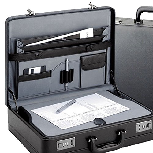 Aktenkoffer von D&N-Lederwaren - extra breit - Schreibplatte - 46x33x12/14cm - Dehnfalte - shwarz